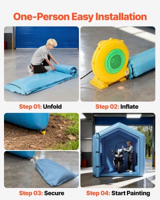 VEVOR Φουσκωτός Θάλαμος Βαφής 3x2.5x2.5m με Ισχυρό Φυσητήρα 550W κα...