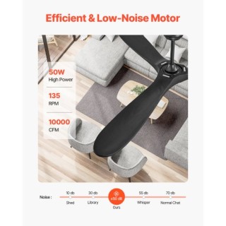 VEVOR Ανεμιστήρας Οροφής 72 Ξύλινη Λεπίδα Χωρίς Φως με Τηλεχειριστή...