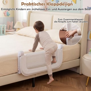 Costway Πτυσσόμενο προστατευτικό κάγκελο κρεβατιού 80 x 60 εκ. με α...