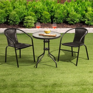 Galileo Εξωτερική καρέκλα με πλεκτά μπράτσα, δομή από ανθρακοχάλυβα... Galileo Εξωτερική καρέκλα με πλεκτά μπράτσα, δομή από ανθρακοχάλυβα...