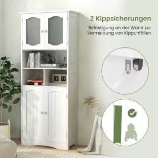 Costway Υψηλή ντουλάπα αποθήκευσης μπάνιου με γυάλινες πόρτες και ... Costway Υψηλή ντουλάπα αποθήκευσης μπάνιου με γυάλινες πόρτες και ...