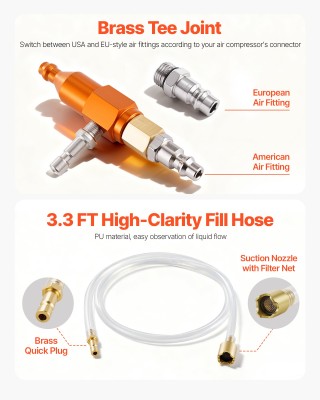 VEVOR Σετ Αναπλήρωσης Ψυκτικού με Κενό Αέρος για Αυτοκίνητα, Συμπερ...