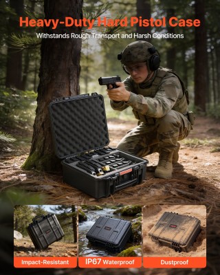 VEVOR Ανθεκτική Θήκη Πιστολιού με Επένδυση XPE, Αδιάβροχη και Προσα...