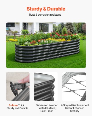 VEVOR Μεταλλικό Υπερυψωμένο Παρτέρι, Σκοτεινό Γκρι, 2.0 x 0.6 x 0.4... VEVOR Μεταλλικό Υπερυψωμένο Παρτέρι, Σκοτεινό Γκρι, 2.0 x 0.6 x 0.4...