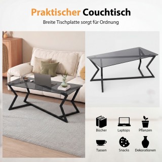 Costway Ορθογώνιο Τραπεζάκι Σαλονιού με Επιφάνεια από Σκληρυμένο Γυ... Costway Ορθογώνιο Τραπεζάκι Σαλονιού με Επιφάνεια από Σκληρυμένο Γυ...