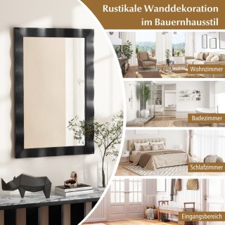 Costway  Στυλάτος και Ρουστίκ Καθρέφτης Τοίχου Φάρμας από Φυσικό Ξύ...