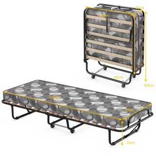 Costway Πτυσσόμενο Κρεβάτι με Στρώμα Γκρι 190 x 80 x 33 cm, Ιταλίας...