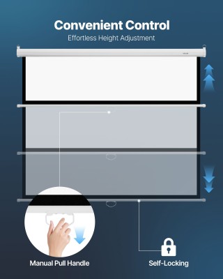 VEVOR Οθόνη Προβολέα Χειροκίνητη 72 4:3 4K HD για Τοίχο με Σχοινί Τ...