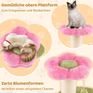 Costway Ροζ Γατόδεντρο 69εκ με Ανθισμένη Κορυφή και Μαλακή Πλατφόρμ...