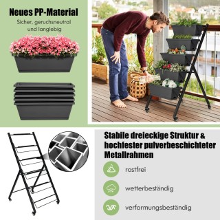 Costway Κάθετος Κήπος με 5 Στρώσεις και Μεταλλικό Πλαίσιο για Εσωτε...