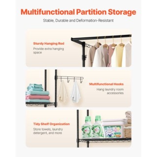 VEVOR Ράφι Αποθήκευσης Πλυντηρίου Μαύρο 3 Επιπέδων LDXYJZJTJKDPT81A...