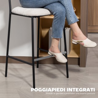 HOMCOM Σετ 2 Σκαμπό Μπαρ με Ψηλή Πλάτη, Υποπόδιο και Επένδυση από Σ...