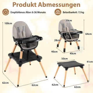 Costway Πολυλειτουργικό Καρεκλάκι Μωρού με Τραπέζι & Διπλό Αποσπώμε...