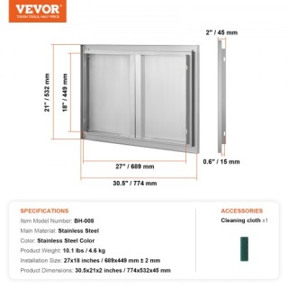 Πόρτα BBQ VEVOR 774x532 mm, Ανοξείδωτη Διπλή Πόρτα Κουζίνας Εξωτερι... Πόρτα BBQ VEVOR 774x532 mm, Ανοξείδωτη Διπλή Πόρτα Κουζίνας Εξωτερι...