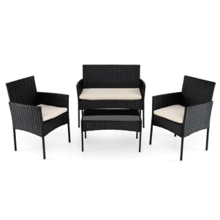 Costway Σετ επίπλων κήπου από ρατάν με 2 καρέκλες, παγκάκι, τραπέζι...