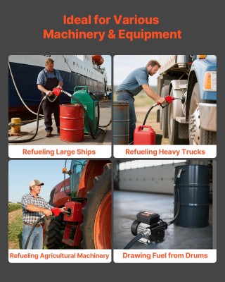 VEVOR 16 GPM Αντλία Μεταφοράς Καυσίμου Diesel 230V, Μέγιστη Αναρρόφ...