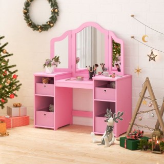 Παιδικό μπουντουάρ 2 σε 1 με αφαιρούμενο καθρέφτη & κουτιά αποθήκευ...