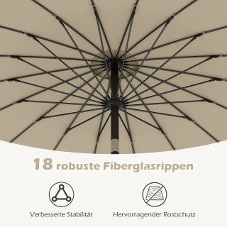 Costway  Ομπρέλα Κήπου με Κλείσιμο Μανιβέλας, Διάμετρος 258 εκ., Ρυ...