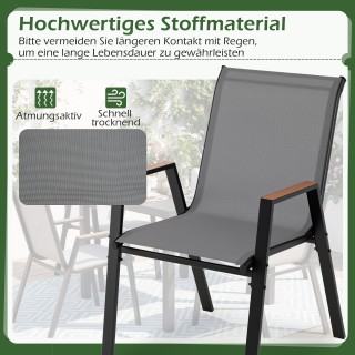 Costway Σετ 2 Στοιβαζόμενες Καρέκλες Κήπου Υψηλής Πλάτης από Αναπνε...