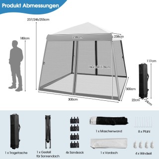 Costway  Αναδιπλούμενη Τέντα Εξωτερικού Χώρου 3x3m με Αδιάβροχο Ύφα...