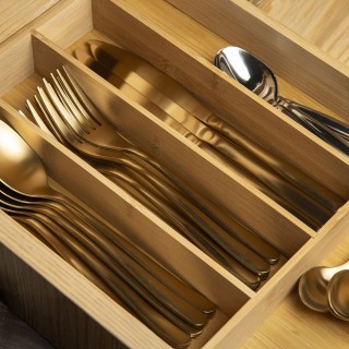 Galileo Θήκη για μαχαιροπίρουνα από μπαμπού 35,5x25,5x5 εκ. 5 διαμε...