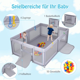 Costway Παιδικό Πάρκο Παιχνιδιού με Μπασκέτα & Ποδοσφαιρικά Δίχτυα,...