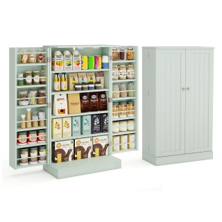 Costway Πράσινος Ελεύθερος Μπουφές Κουζίνας με Πόρτες και Ρυθμιζόμε...