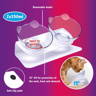 BAKAJI  Μπολ για Γάτες και Σκύλους 2 σε 1 με Υποστήριξη Ανασηκωμένη...