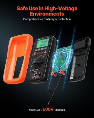 VEVOR Ψηφιακό Πολύμετρο TRMS 4000-Μετρήσεων (168 x 85 x 38 mm) WYB6...