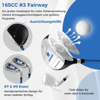 Costway Παιδικό Σετ Γκολφ για Δεξιόχειρες 11-13 Ετών Μπλε SP38303BL