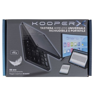 Kooper Διπλωμένο, Επαναφορτιζόμενο Ασύρματο Πληκτρολόγιο σε Μαύρο A...