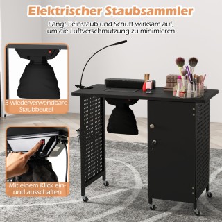 Costway Τραπέζι Μανικιούρ με 6 Ρόδες και Απορροφητήρα Σκόνης HB8927... Costway Τραπέζι Μανικιούρ με 6 Ρόδες και Απορροφητήρα Σκόνης HB8927...