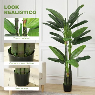 HOMCOM Τεχνητό Φυτό Μπανανιάς με 18 Φύλλα, 180 εκ., Πράσινο 830-439...