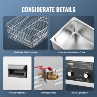 VEVOR  Υπερηχητικός Καθαριστής 30L με Θερμαντήρα, Χρονοδιακόπτη & Κ...