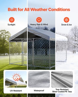 VEVOR Υπαίθριο Κλουβί Σκύλου 2 x 2 x 1,6 m για Μεγάλους Σκύλους με ...