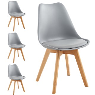 Shally Dogan  Σετ 4 Καρέκλες Τραπεζαρίας Γκρι Πολυθρόνα Γραφείου Σπ...