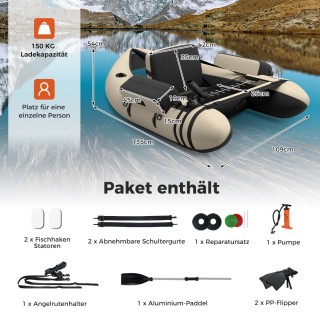 Costway Φουσκωτή Βάρκα Ψαρέματος με Ρυθμιζόμενη Πλάτη 135 x 109 x 5... Costway Φουσκωτή Βάρκα Ψαρέματος με Ρυθμιζόμενη Πλάτη 135 x 109 x 5...