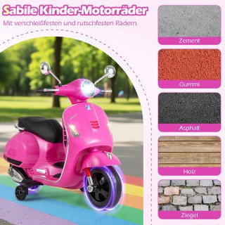 Costway Ηλεκτρική Παιδική Μοτοσικλέτα VESPA Ροζ με LED Φώτα & Κόρνα...