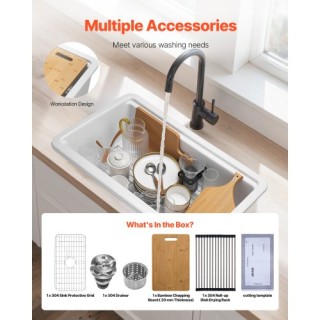 VEVOR Νεροχύτης Κουζίνας 33 Μονή Γούρνα Πυρίμαχος Επικαθήμενος/Υποκ... VEVOR Νεροχύτης Κουζίνας 33 Μονή Γούρνα Πυρίμαχος Επικαθήμενος/Υποκ...