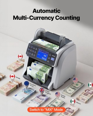 VEVOR Μηχανή Καταμέτρησης Χρημάτων με Ανίχνευση Πλαστών και Υποστήρ...