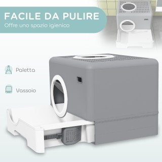 PawHut Λεκάνη για Γάτες με Καπάκι και Σπάτουλα, Διπλή Είσοδος και Α...