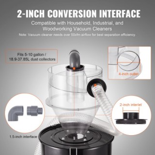 VEVOR  Διαχωριστής Κυκλώνα Σκόνης 4 για Δοχείο 18.9-37.85L  BDTXFCC...