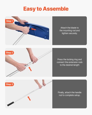 VEVOR Ράβδος Καθαρισμού Χιονιού Οροφής, 60εκ PP Πλαστική Λεπίδα, Ρυ...