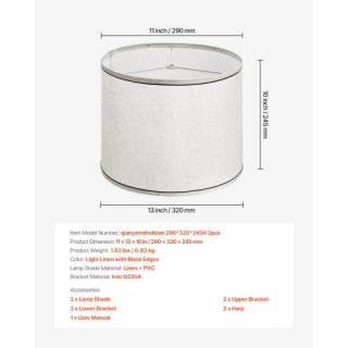 VEVOR Σετ 2 Καπέλων Λάμπας με Καρδιά 11 x 13 x 10 εκ (Ανοιχτό Λινό ...