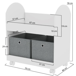 Shally Dogan  Ράφι για Παιδιά 2 Συρτάρια Υφασμάτινη Βιβλιοθήκη Ρόδε...