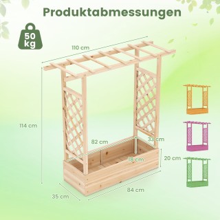 Costway Υπερυψωμένο παρτέρι κήπου με πέργκολα και στέγαστρο από ξύλ...