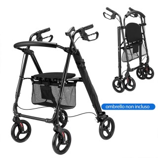 BAKAJI Πτυσσόμενο Πι για Ηλικιωμένους με Κάθισμα, Καλάθι και Βάση Ο...