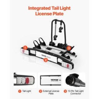 VEVOR Κάτοχος Ποδηλάτων για 2 Ποδήλατα με Κλείδωμα, Συμβατός με Υπο...