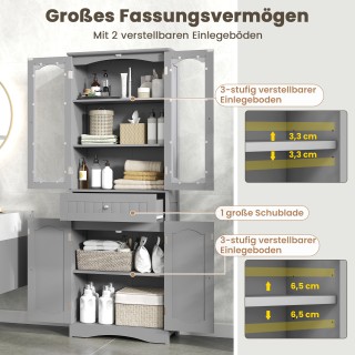 Costway Γκρι Ελεύθερη Ψηλή Ντουλάπα Μπάνιου με 4 Πόρτες & Συρτάρι J...