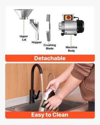 VEVOR Ηλεκτρικός Θρυμματιστής Φρούτων 550W SUS304, για Μήλα έως 70m...